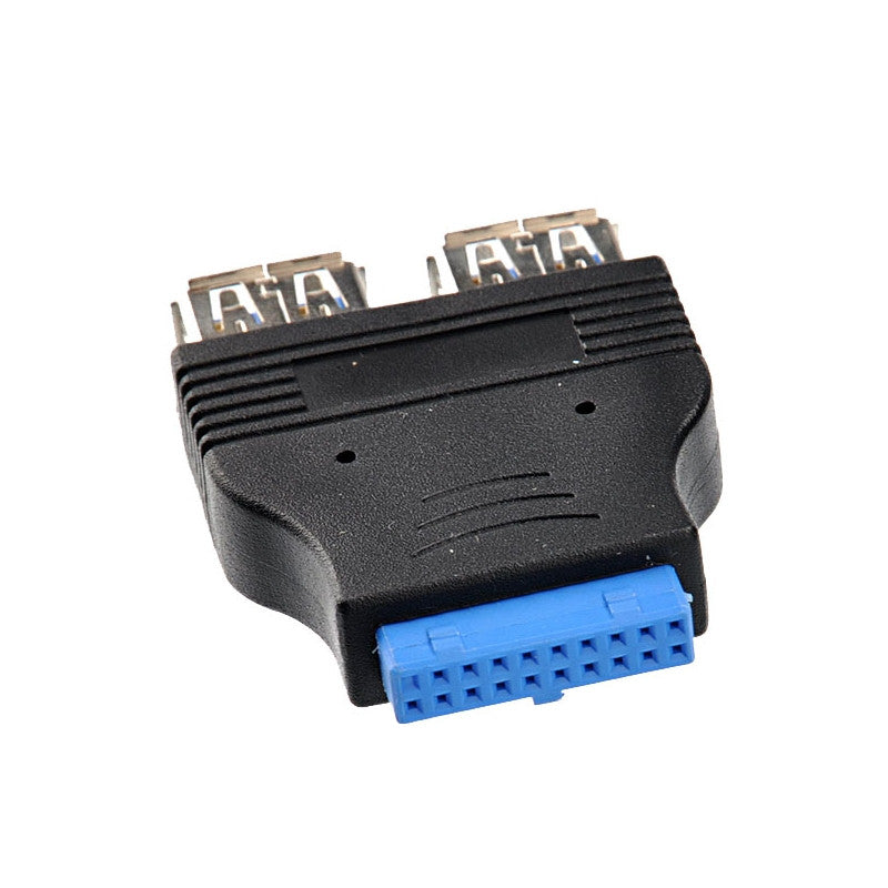 Portable 2-port USB 3.0 A Female to IDE 20-pin Adapter Internal USB Motherboard Connection (Black)