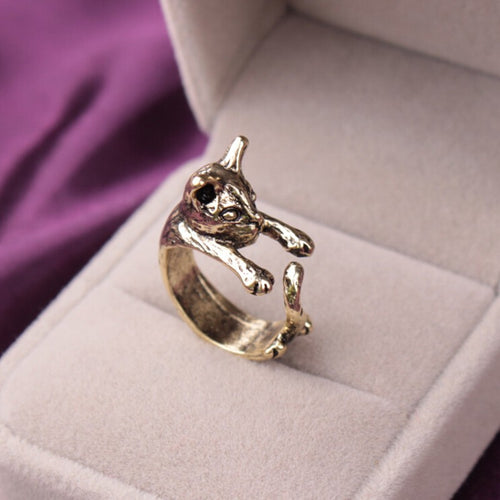 Retro Cute Cat Rings Cat Eating Fish Wrap Rings Cat Charms For Women